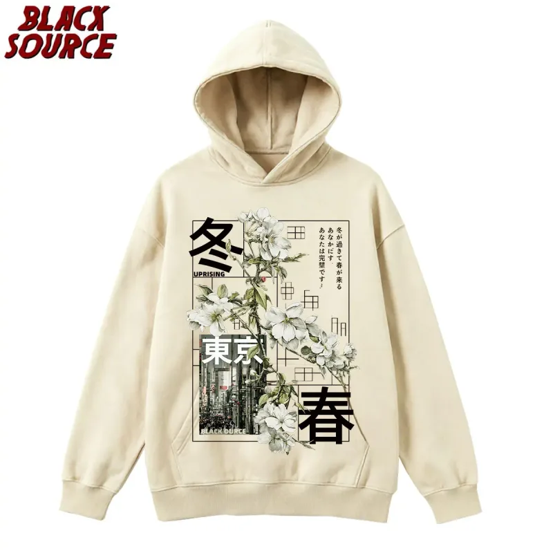 T474 Men's Japanese Style Hoodie, Versatile Casual Pullover Sweatshirt, Comfortable All-Season Top for Daily Wear