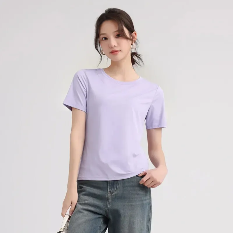 Outdoor Lightweight Quick-Dry Sports Shirt: Summer Cooling Quick-Dry T-Shir Women Round-Neck Loose-Fit Short Sleeve Sports