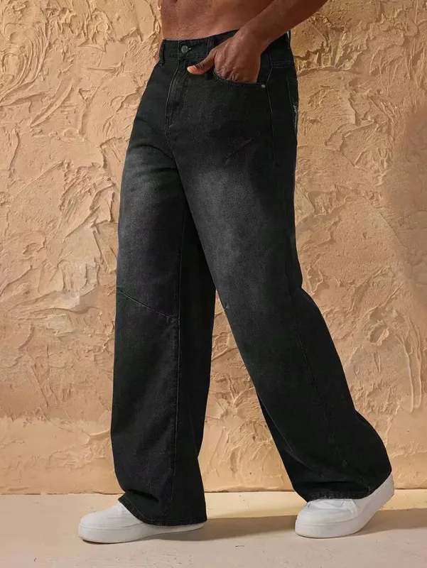 High Street Retro Washed Old Jeans Men's Trendy Brand Loose Straight Teen Wide-leg Floor-mopping Trousers