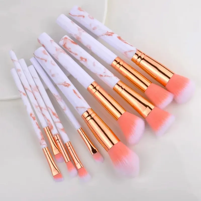 10pcs Pink Makeup Brush Set for Beginners Mini Portable Foundation Eyeshadow Brushes with Crystal Handle Includes Brush Pouch