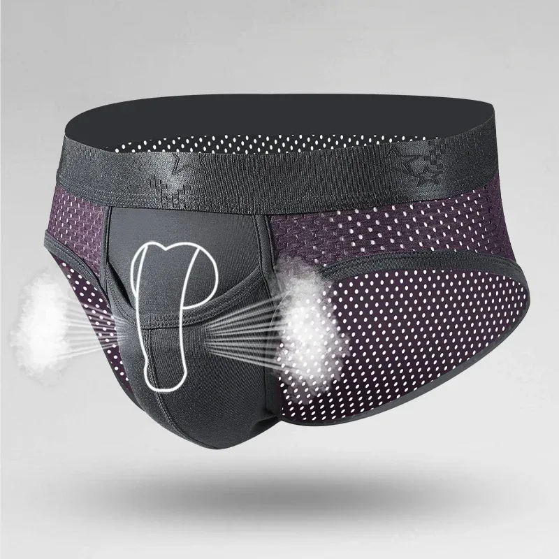 Bullet Separation Panties Men's Sexy U-Convex Briefs Vein Ice Silk Scrotal Rim Sperm Cord Shorts Varicose Heads