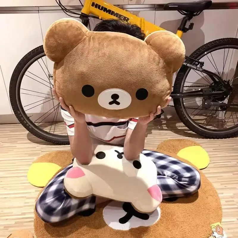 44cm Cute Rilakkuma Plush Toy Back Support Detachable Cover Bedside Large Pillow Comforter Washable Sleeping Pillow Gifts