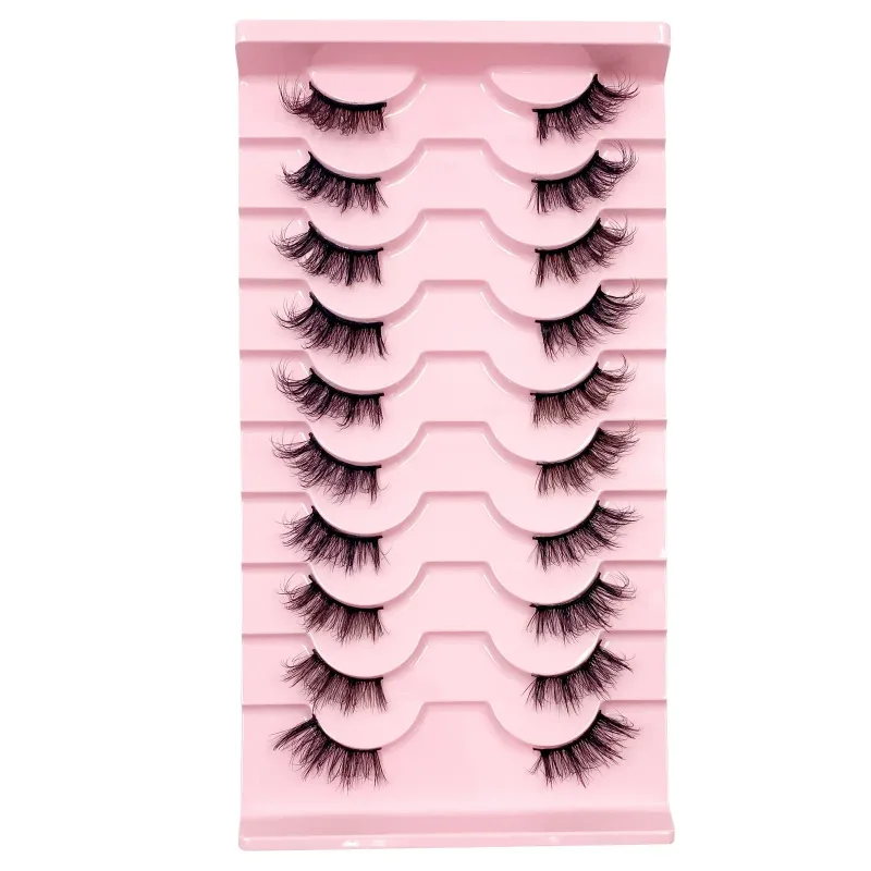 3D Cat Eye Lashes Half Eyelashes 10 Pares Half Lashes Natural Clear Stem False Eyelash Extension Makeup Faux Cils maquiag