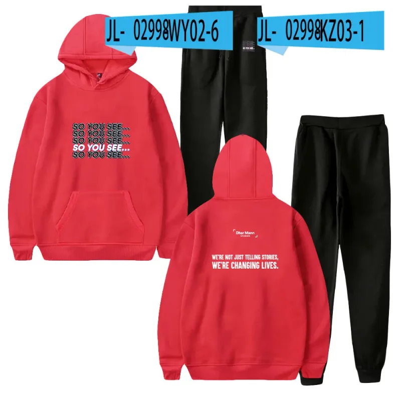 Harajuku Comfortable Funny so you see Print Sweatshirt Sweatpants Suit Men/Women Hoodies+ Trousers Suit Cute 2 Piece Set Clothes