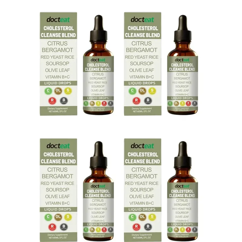 Docteat Cholesterol Cleanse Blend Liquid Drops Citrus Bergamot Supports Metabolic Balance with Vitamin C and B2 Dropper 60 ML