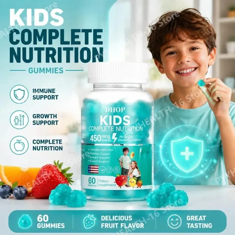 Kids Multivitamin Gummies Vitamin D3 C Zinc B Vitamins Immune Support Daily Wellness Nutrition Fruit Flavor 60 Gummies