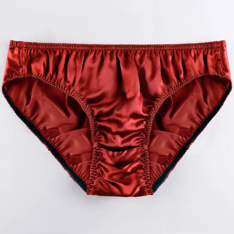 100% Mulberry Silk Men Sexy Underwear Wrinkle Briefs Breathable Male Panties Pure Silk Trigonometric Soft Man Underpants Summer — image 4