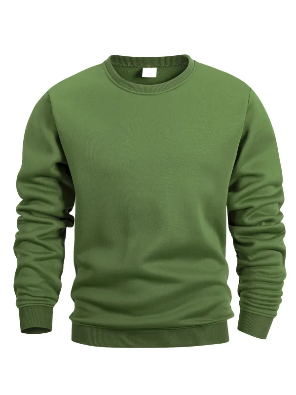 Men's Crew Neck Pullover Solid Color Large Sweatshirts Spring Autumn Outdoor Jogging Tops Men Casual Hoodies Streetwear