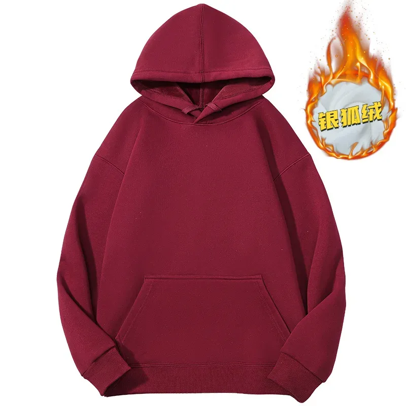 Customized Your Brand Logo DIY Design 600GSM Mens Hoodies High-quality Women Sweatshirt Solid Color Cotton Loose Streetwear