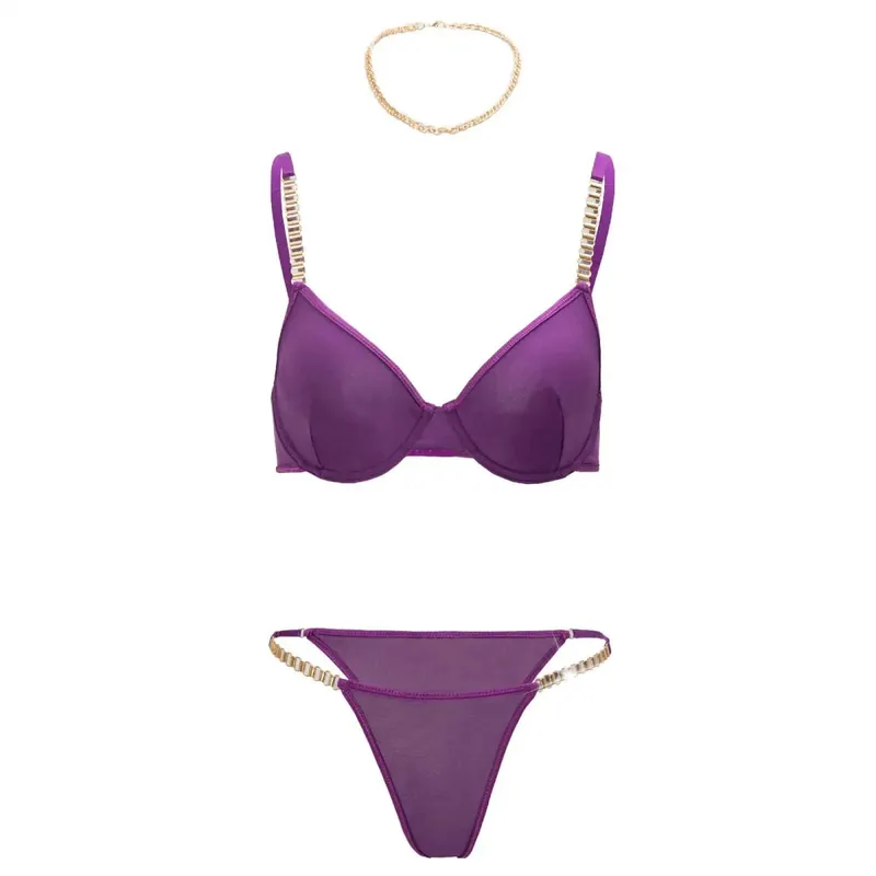 Women French Lace Minimizer Bra Set Lingerie Set For Women Cut Out Sexy 2 Piece Bra And Panty Set Strappy Underwear Lingerie