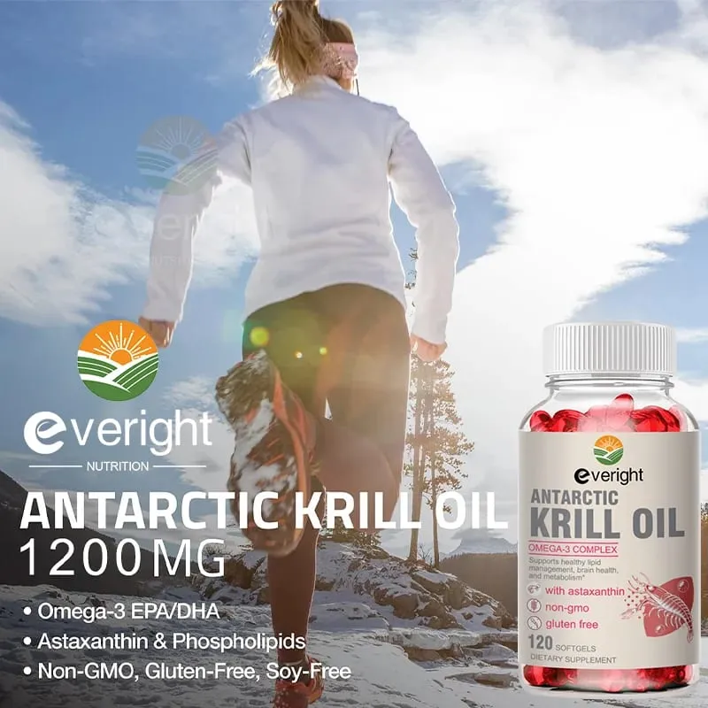 Krill Oil – Phospholipid Omega-3 Complex with Astaxanthin – Supports Lipid Management Metabolism Brain & Heart Health EPA/DHA