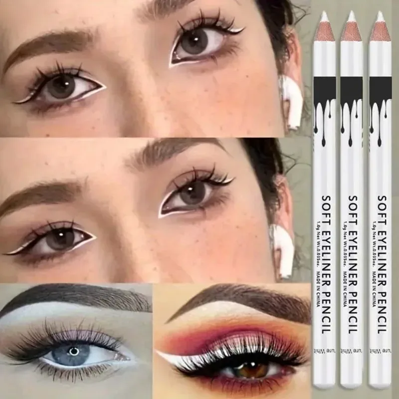 1/12pcs White Eyeliner Makeup Lasting Smooth Easy To Wear Eyes Brightener Waterproof Fashion Eyes Liner Pencils Eye Makeup Tools