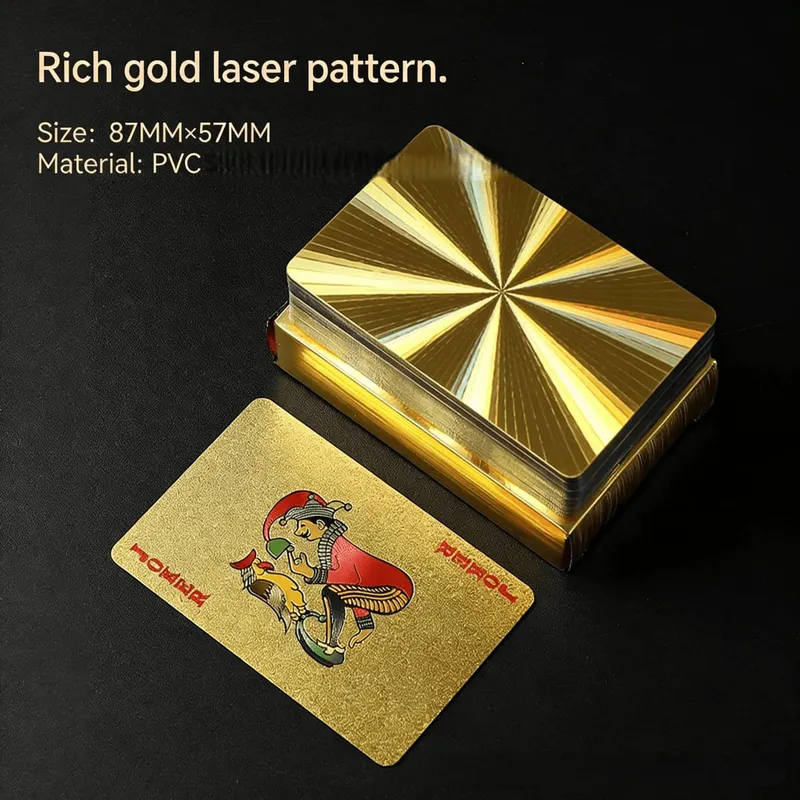 Luxury PVC Playing Cards Gold & Silver Inlaid Design Frosted Finish for Easy Shuffle Waterproof & Fold-Resistant Game Night