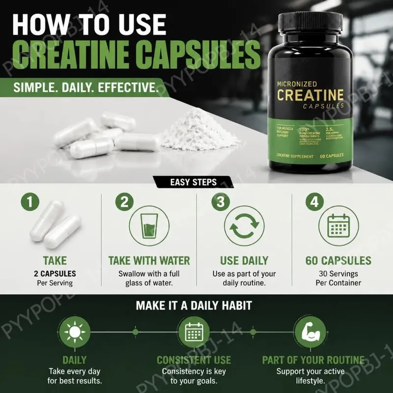 Micronized Creatine Capsules 100% Pure Creatine Monohydrate Muscle Building Support for Adults Sports Per Container 60 Capsules