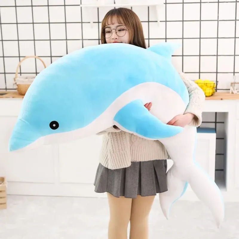 Children Dolphin Pillow Doll Sleeping On Bed Girl Doll Birthday Gift Ocean World Plush Toy for Kids Large Doll Peluches Gifit