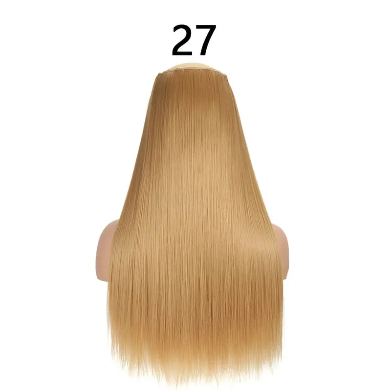 Synthetic 24Inch Hair Extensions OnePiece 5 Clips Long Straight Hairstyle Heat Resistant Fake Hairpiece For Women Natural Brow