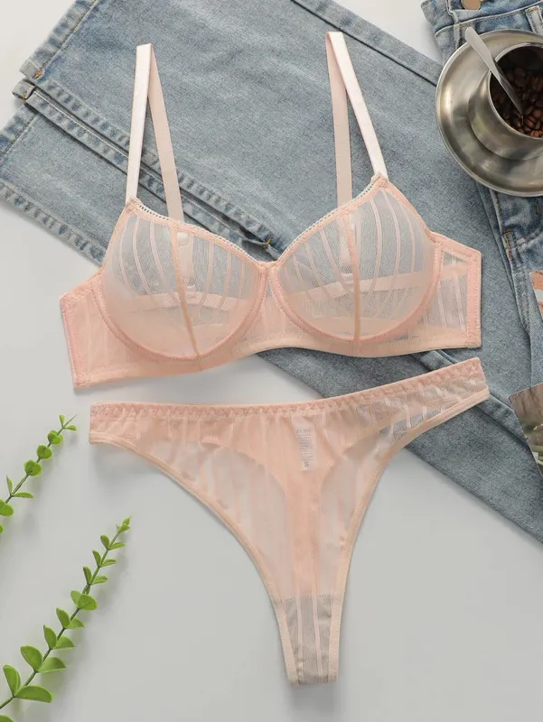 Women's Sexy Embroidered Lace Underwear With Steel Rims Push Up Breathable And Comfortable Close Fitting Underwear Set YS2864