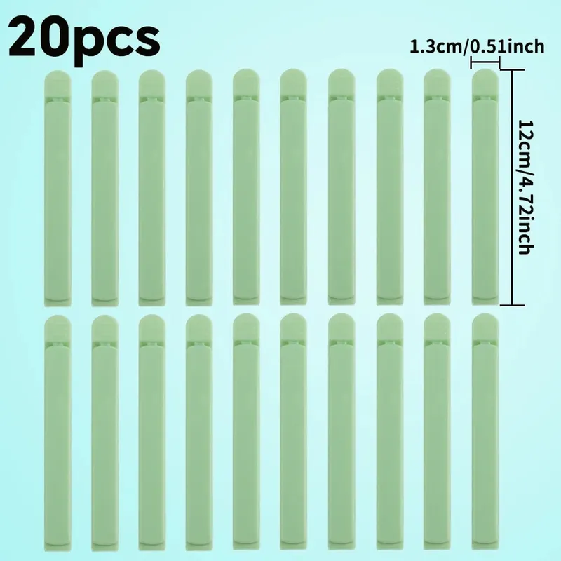 Airtight Food Storage Bag Clips 20pcs Plastic Sealing Clamps for Keeping Food Fresh Moisture Proof Chip & Cereal Bag Sealer