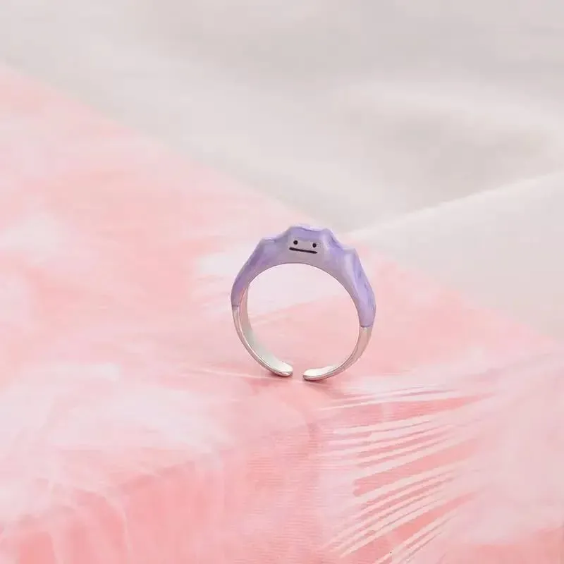 New Pokemon Litwick Dragonair 925 Silver Couple Ring Anime Fashion Cartoon Accessories Cospaly Peripherals Christmas Gifts