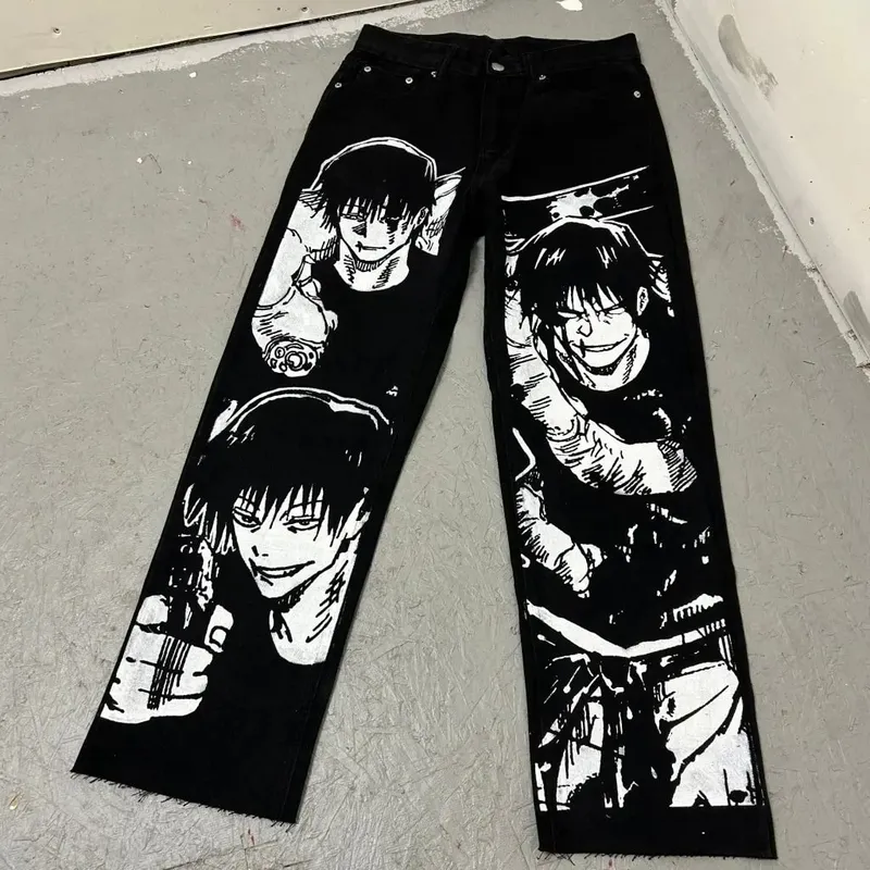 High Street Y2k Baggy Zoro Knife Jeans Vintage Wide Leg Denim Pants Popular Jeans Streetwear Harajuku Trouser Men Clothing
