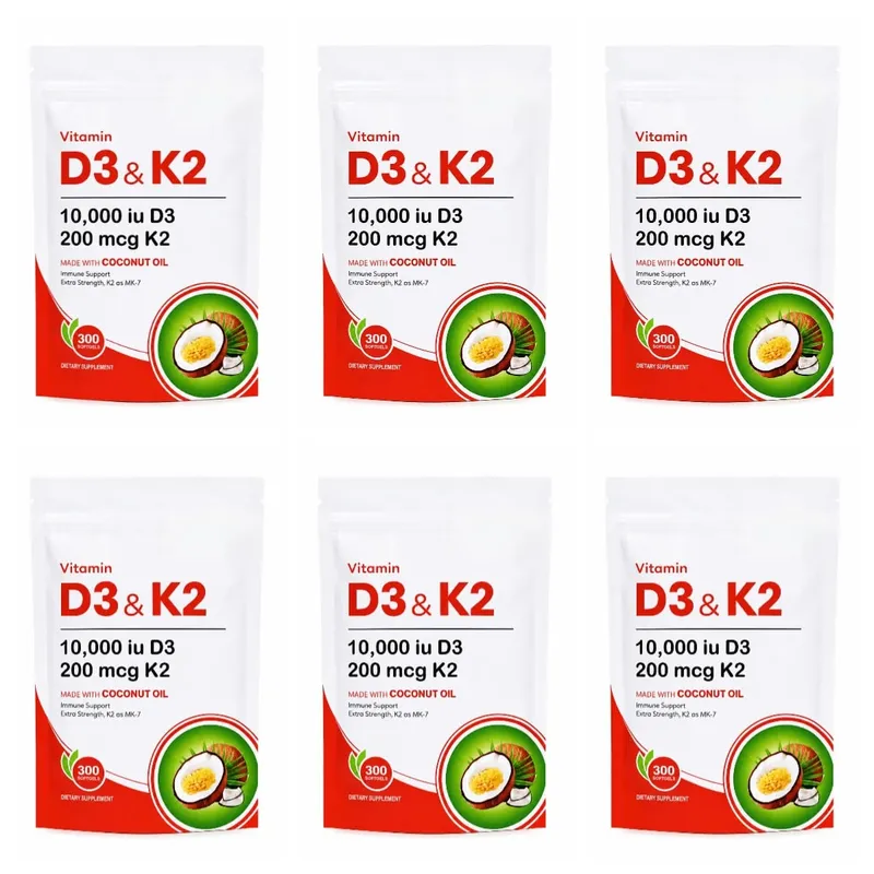 Vitamin D3 K2 Supplement 10 000 IU D3 200mcg K2 MK7 with Coconut Oil High Absorption Softgels for Bone & Immune Support 300Count