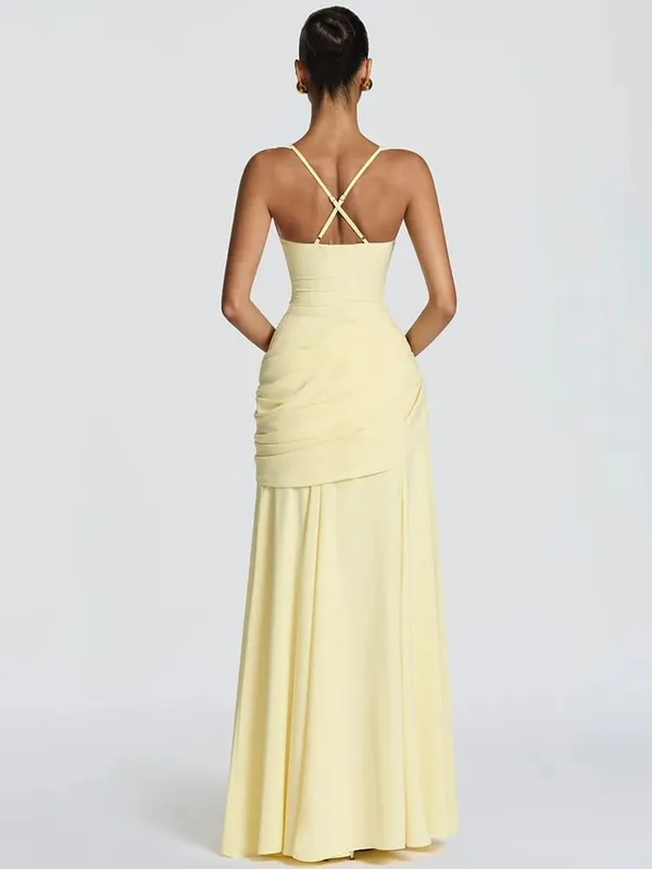 Mozision épaules dénudées dos nu Sexy robe Maxi femmes élégant sans bretelles sans manches moulante froncé Club fête longues robes femme
