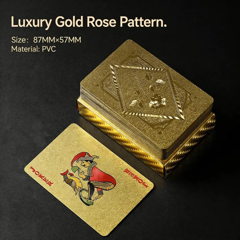 Luxury PVC Playing Cards Gold & Silver Inlaid Design Frosted Finish for Easy Shuffle Waterproof & Fold-Resistant Game Night