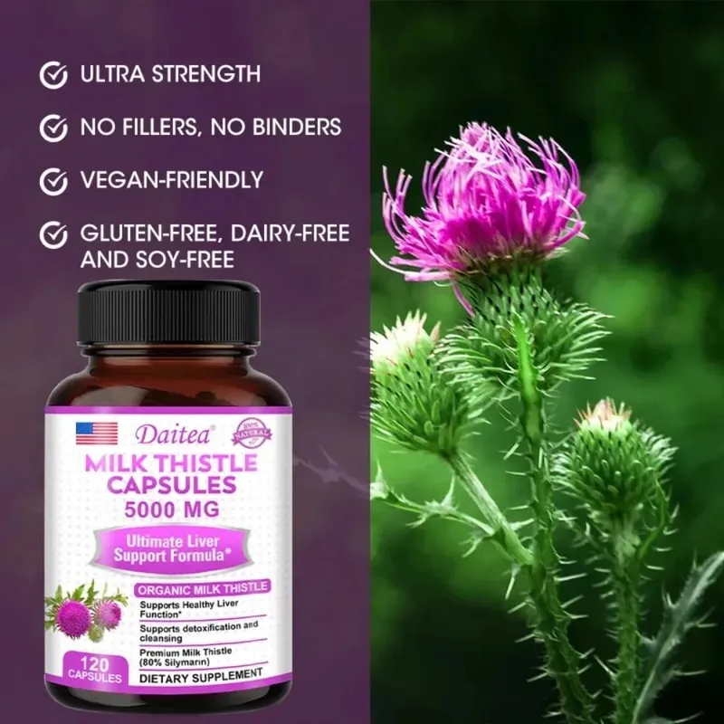 Milk Thistle with Dandelion Root - Antioxidant Liver & Kidney Health Support Supplement - Vegan Non-GMO Gluten Free
