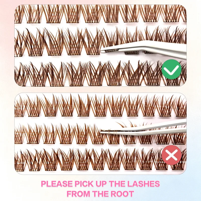 Brown Color Popular High-quality Self-Adhesive Eyelash Extension 3-4Times Reusable Handmade Large Capacity Enlarged Double Eye