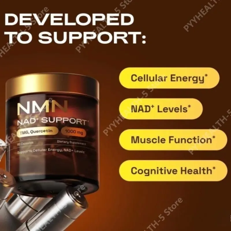 NMN Capsule Supplement 1000mg Serving NAD+ Supplement Supports Brain Energy 60 Capsules