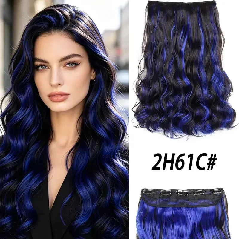 Synthetic 5 Clips in Hair Extensions Body wave Natural Hair Fake False Hair Piece Extentions For Women And Girl halloween wig