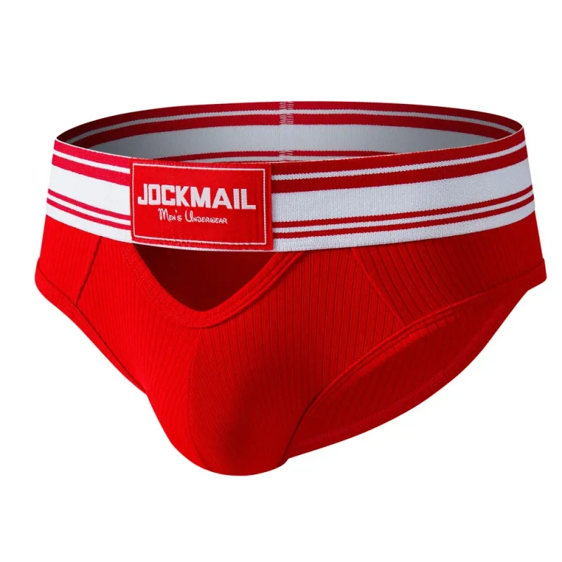 Jockmail Mens Underwear New Arrivalmen Briefs Plaid Pit Cotton Sexyu Bag Front and Rear Openings Cut Outlow Waist Breathable