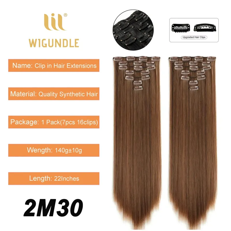 Clips In Hair Extension Long Straight Hair Pieces Clip In Hair Extension 22inches 7pcs/set Synthetic Fake Hair Pieces for Women