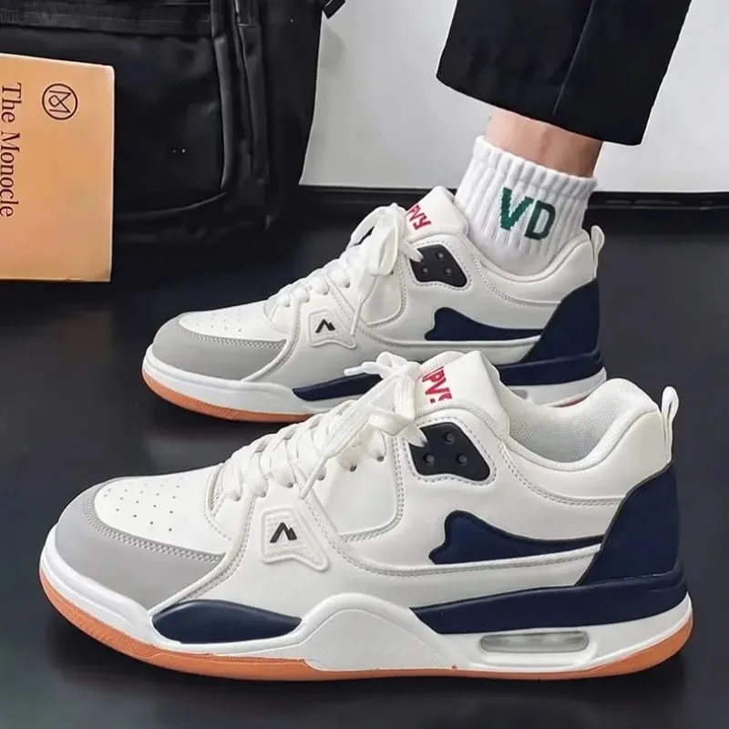 Unisex sneakers Forår Sommer Retro Basketball Style Hvid farve Blok Casual Board Sko Streetwear Chunky Sole School