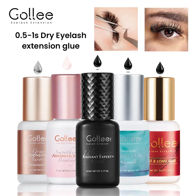 Gollee 0.5-1s Drying Eyelash Extensions Glue Latex-free Lashes Glue Professional Waterproof 6-8 Weeks Eyelash Extension Supplies