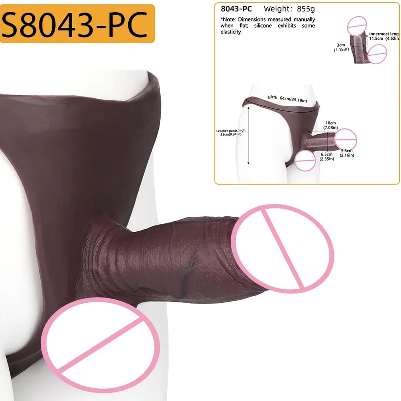 Real Veins Male Penis Sleeve Pants Lifelike Soft Hollow Dildo Men's Wearable Delay Ejaculation Sex Toy Strapon Cock Cover