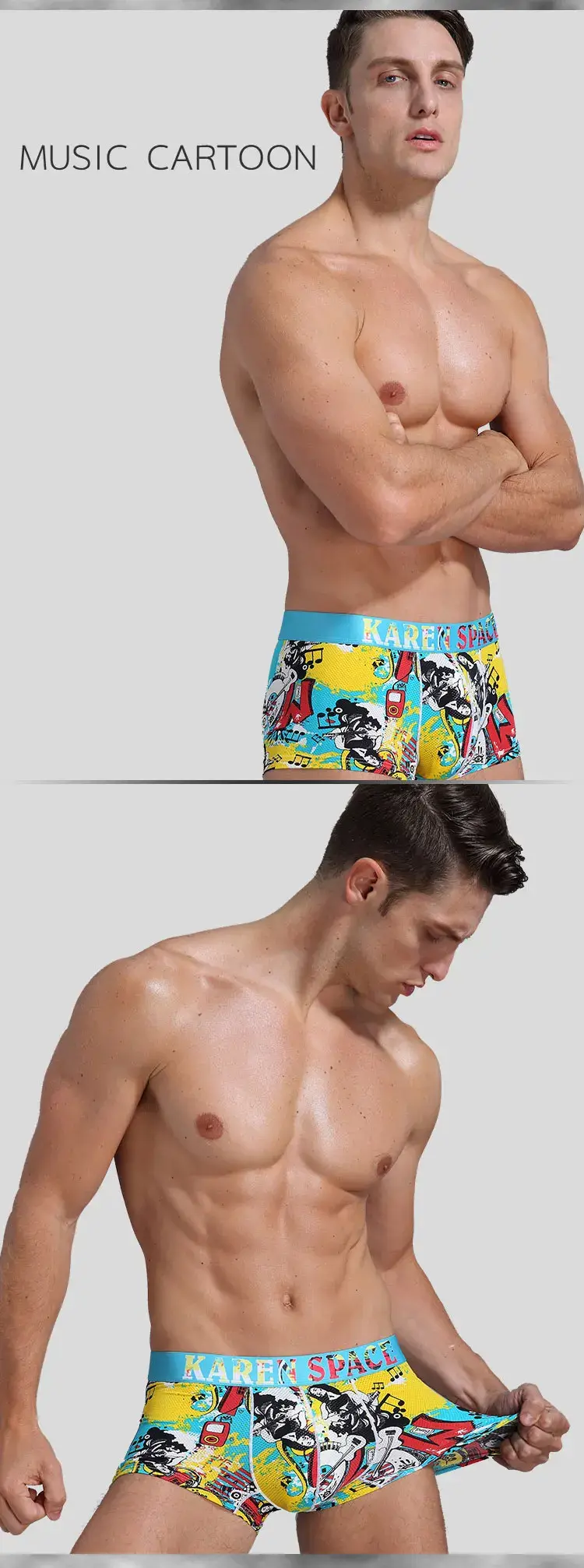 Boxer Uomo Traspiranti Stampati Ghiaccio Seta Intimo Mutandine Maschili Moda Comode Calzoncillo Hombre