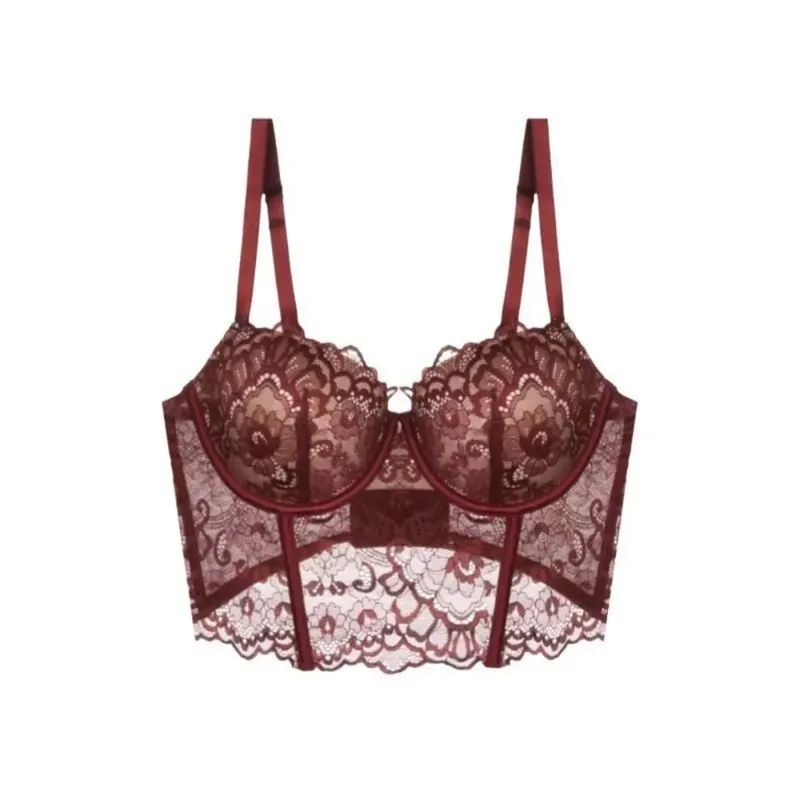 Sexy Women French Lace Fishbone Bra Soft Underwire 3/4 Cup Push Up Anti Sag Side Breast Shaper Comfort Daily Lingerie