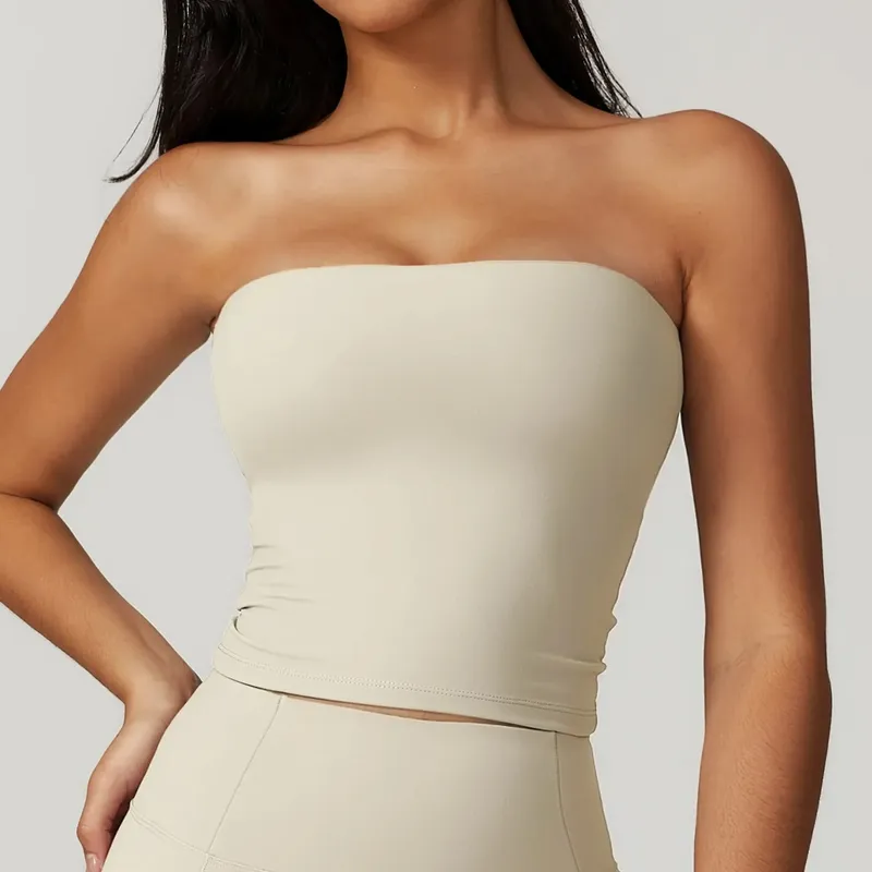 New Strapless Tube Tops For Women Gym Sports Yoga Vest Sexy Beautiful Back Padded Fitness Tanks Impact Quick Dry Workout Clothes