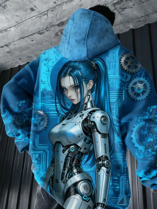 Hot Anime Girl Back Pattern Sweatshirt Casual Long Sleeve Hooded Pullover 3D Printing Top Fashion Oversized Men's Hoodies