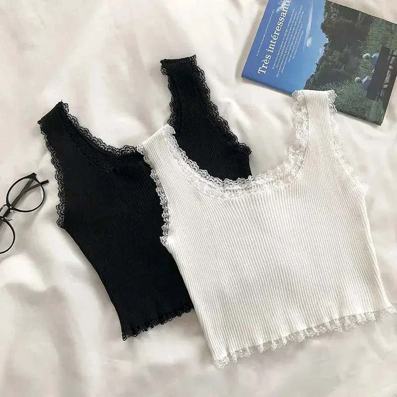 Tank Tops Women Plain Lace Up Crop Tank Top For Women Basic Solid Sexy Crop Tops Square Neck Plain Crop Tops