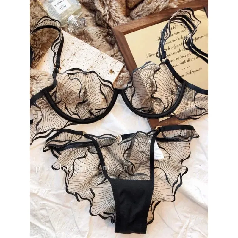 Pure Desire Christmas Minimizer Bra Sheer Mesh Large Bust Adjustable Soft Wires Anti-Sagging Elegant Lingerie UK Sizes MOYISU AB