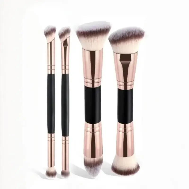 4Pcs Non-shedding Dual Ended Cosmetic Brushes Foundation Blush Concealer Loose Powder Makeup Brush Set