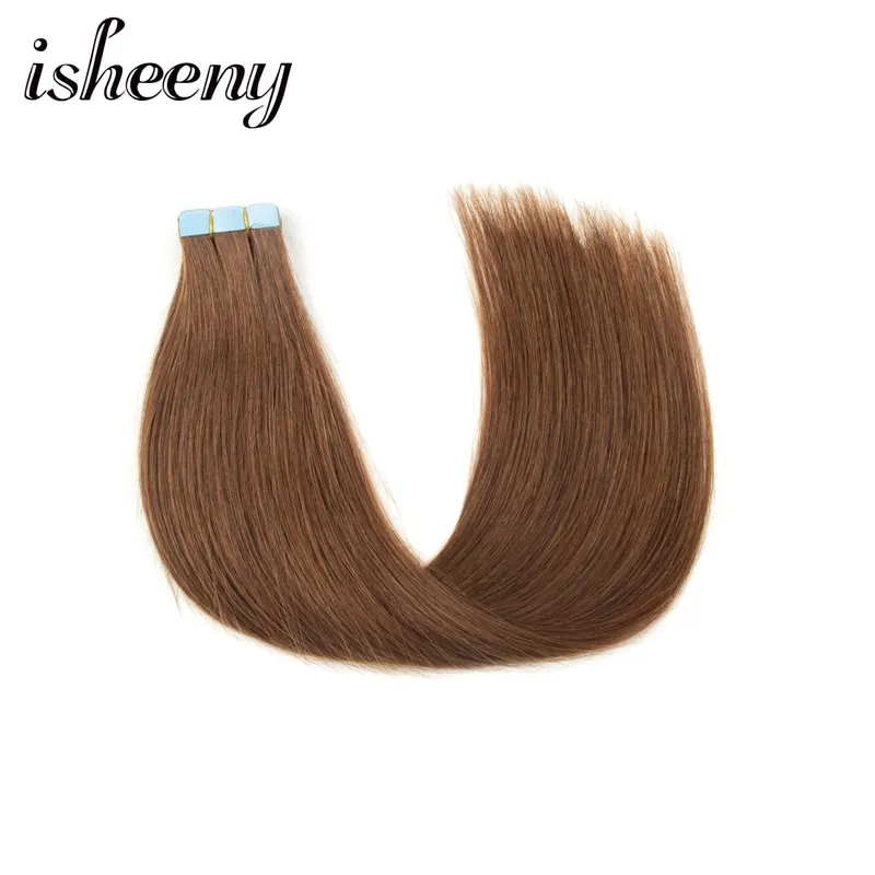 Mini Tape In Human Hair Extensions Natural Straight 10pcs/pack Invisible Machine Remy Hair Extensions 12-20 inches Easy to Wear
