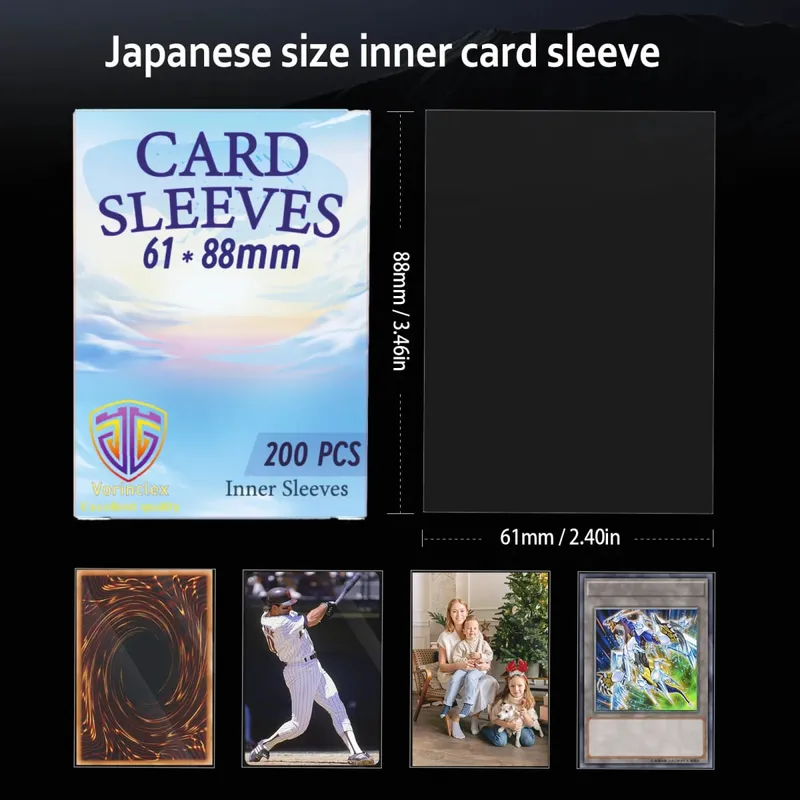 200 PCS Inner Card Sleeves Perfect Fit MTG/YGO Game Cards Sports Cards Football Cards Inner Card Sleeves Is Smooth And Tough