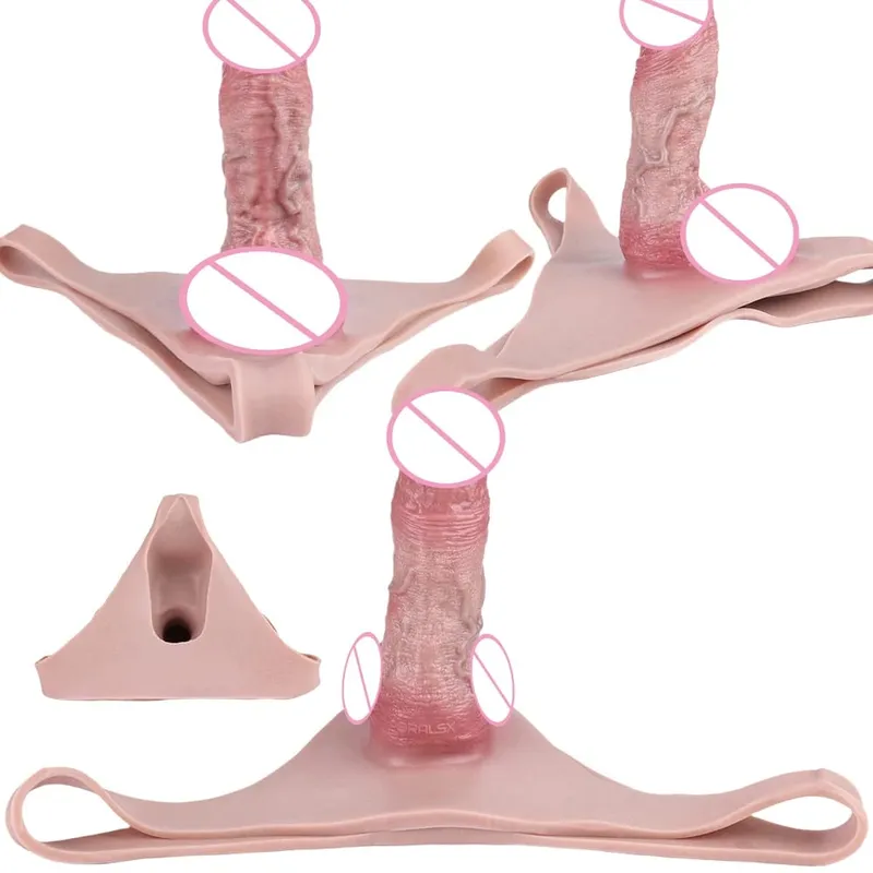 Silicone Strapon Hollow Penis Panties Ultra Real Penis Sleeve насадка на член 18+ Male Cock Extender Adult Sex Toys