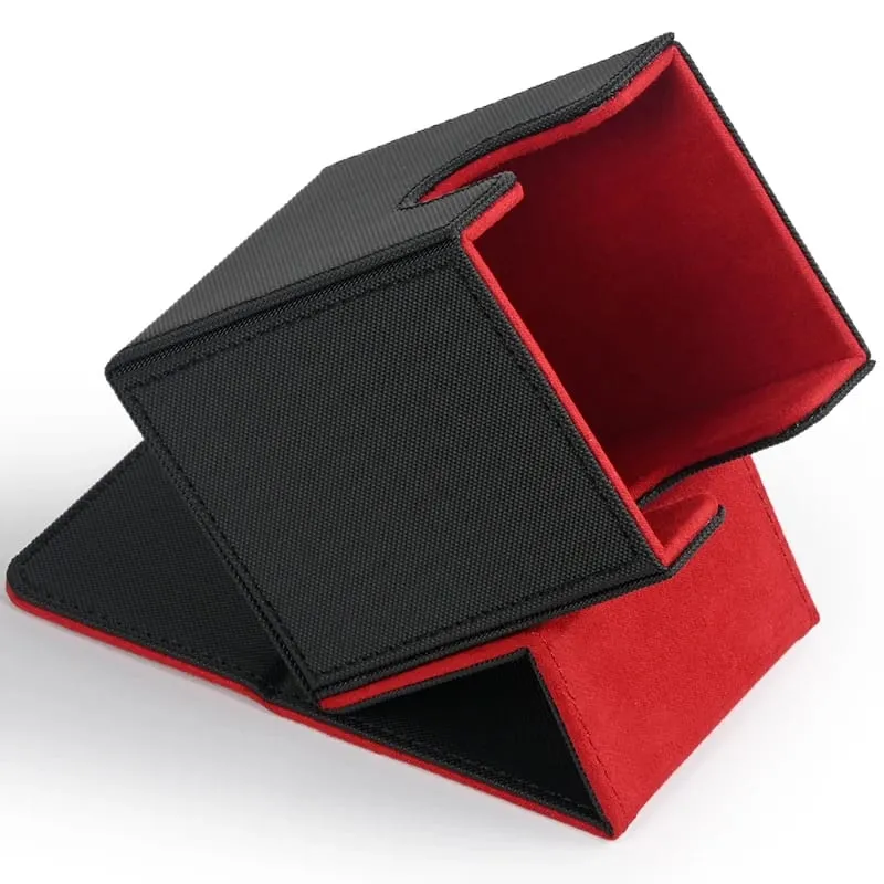 Caixa de baralho de cartas com capacidade para mais de 100 cartas de couro pu, caixa de armazenamento de cartões para jogos tcg, cartas comerciais.