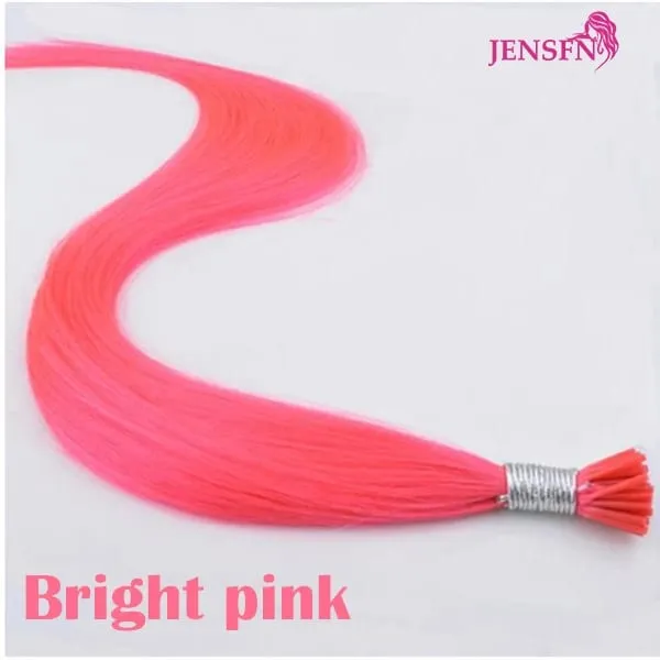 I Tip Color Hair Extensions 0.5g/Strand Remy Fusion 100% Human Hair Keratin Capsule Purple Blue Pink For Women