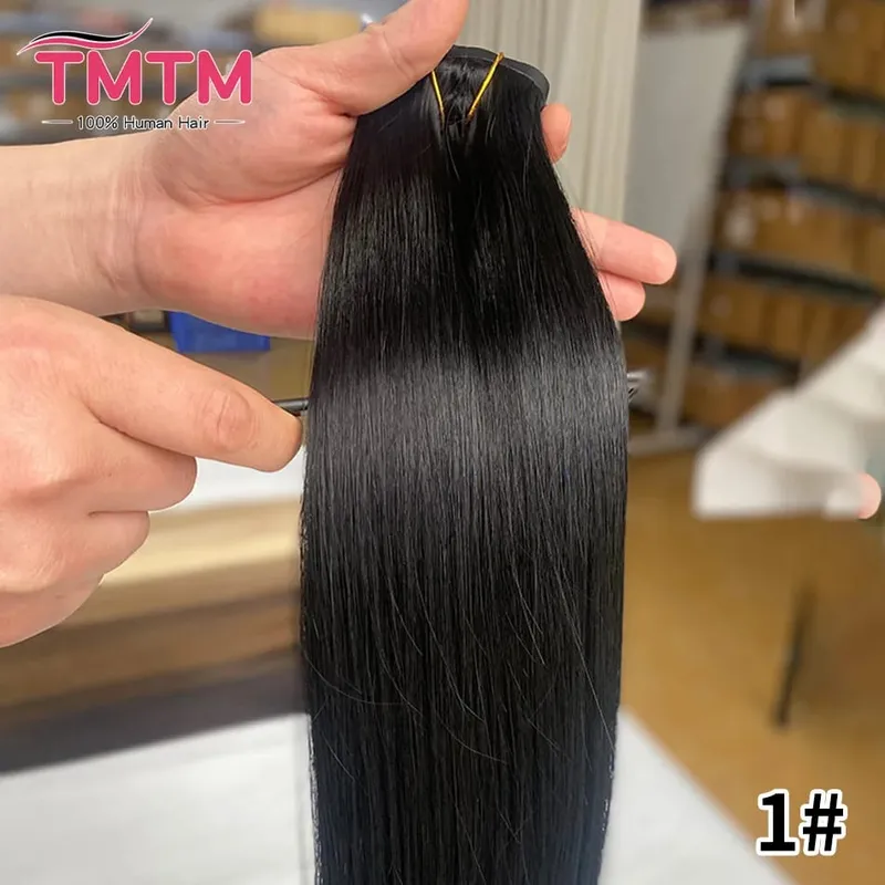 Invisible PU Weft Clip In Extension Human Hair 7Pcs 110g/set Clip Ins Human Hair Extensions 14-24Inch Silk Straight Clip On Hair