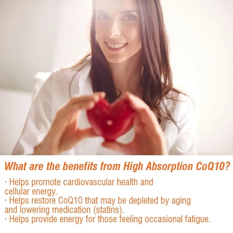 High Absorption Coenzyme Q10 - Promote Cardiovascular Health and Heart Health Provide Energy Antioxidant